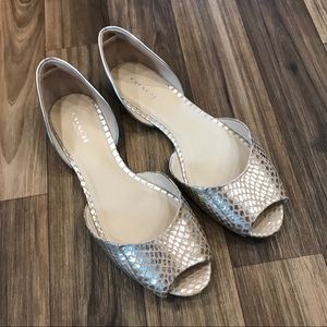 Coach Sherlock D'Orsay Flats Foil Snake Metallic